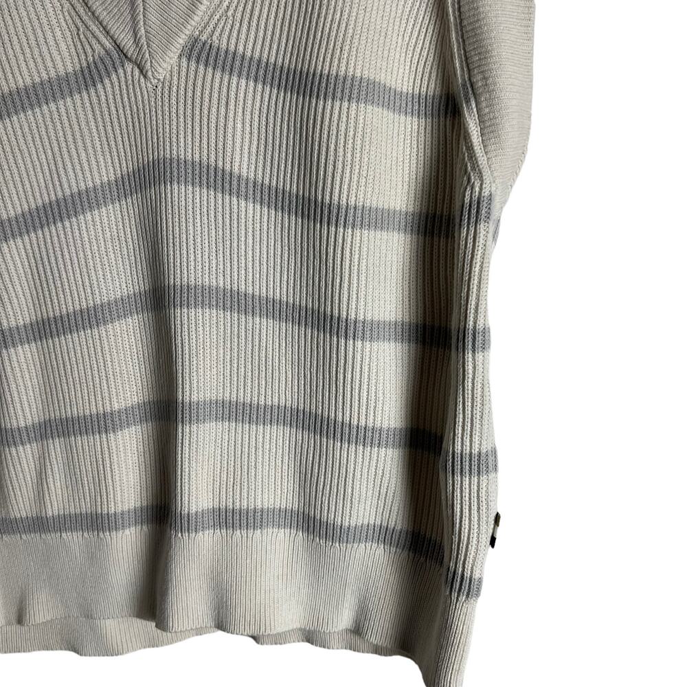 BOSS Hugo Relaxed Fit Cotton Silk Striped V-Neck Sleeveless Vest Sweater Size XL - Picture 7 of 13